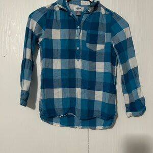 Old Navy Teal and White Checkered Shirt